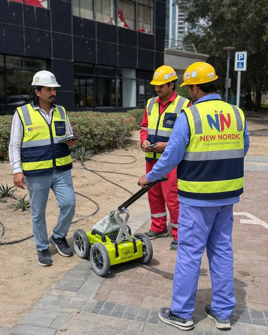 New Nordic team operating ground penetrating radar equipment on site
