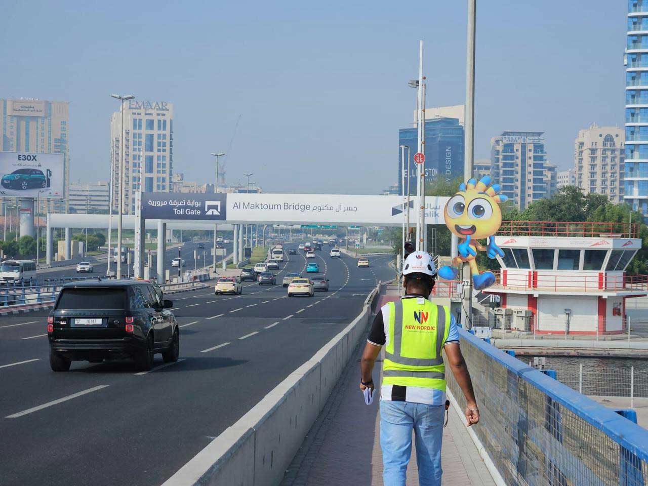 New Nordic engineer surveying a podium walkway structure in Dubai
